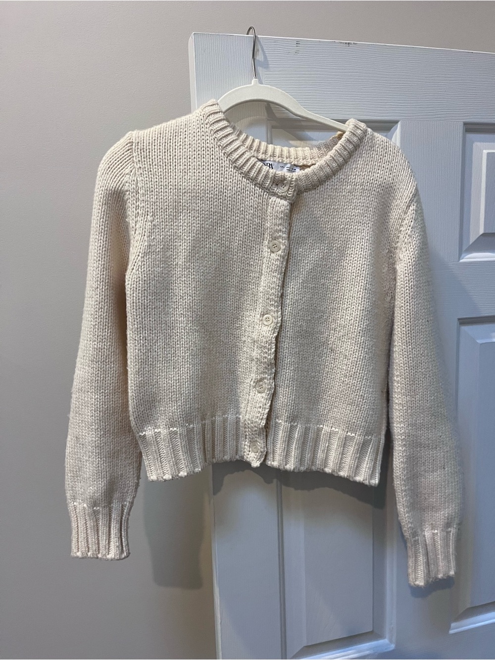 Zara Cream Button-Up Knit Cardigan